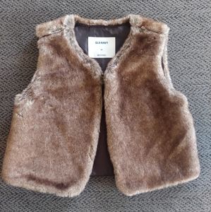 Old navy toddler brown faux fur vest